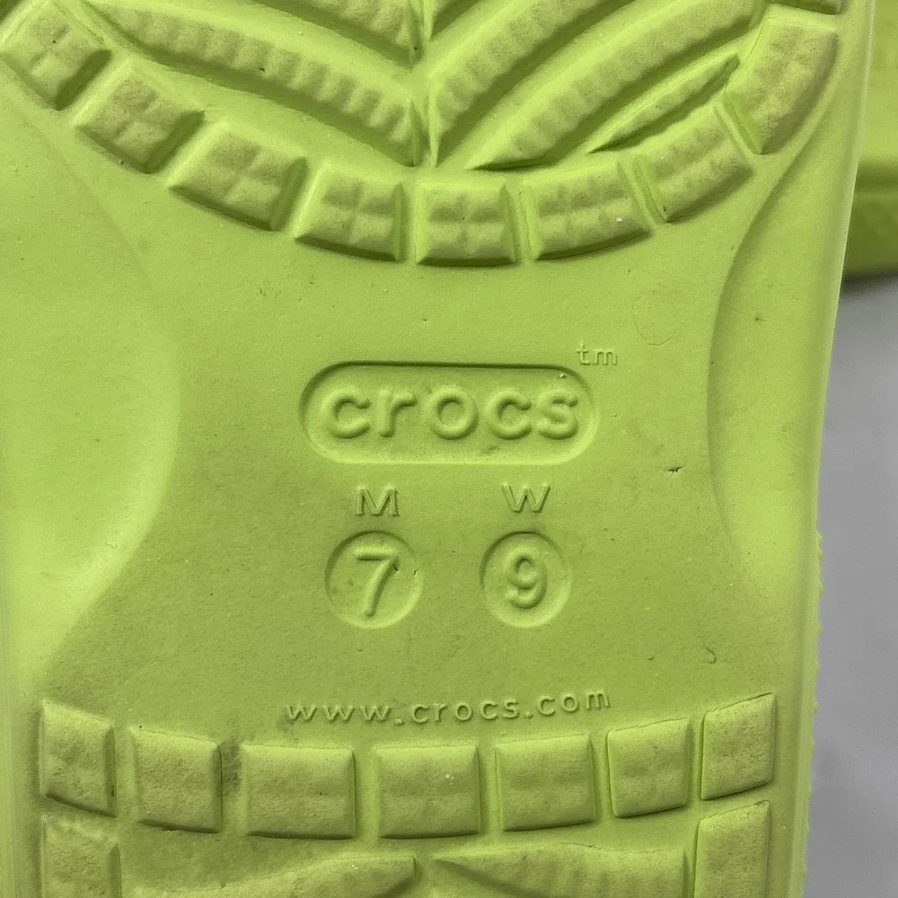 Crocs Classic Slide Sandals Neon Lime Green Womens 9 Mens 7 Slip On Shoe Comfort